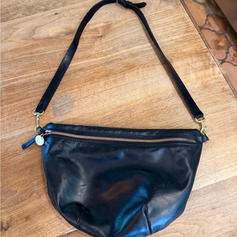 Clare V Grande Fanny in Black Leather